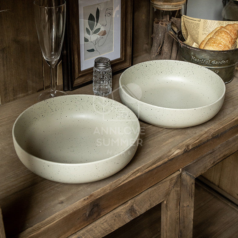 【𝗔𝗦𝗛】8 inch Sesame Glazed Ceramic Deep Plate (Thick)