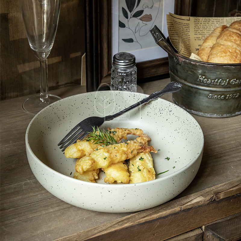 【𝗔𝗦𝗛】8 inch Sesame Glazed Ceramic Deep Plate (Thick)
