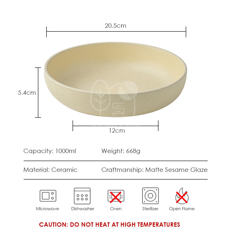 【𝗔𝗦𝗛】8 inch Matte Yellow Ceramic Deep Plate (Thick)