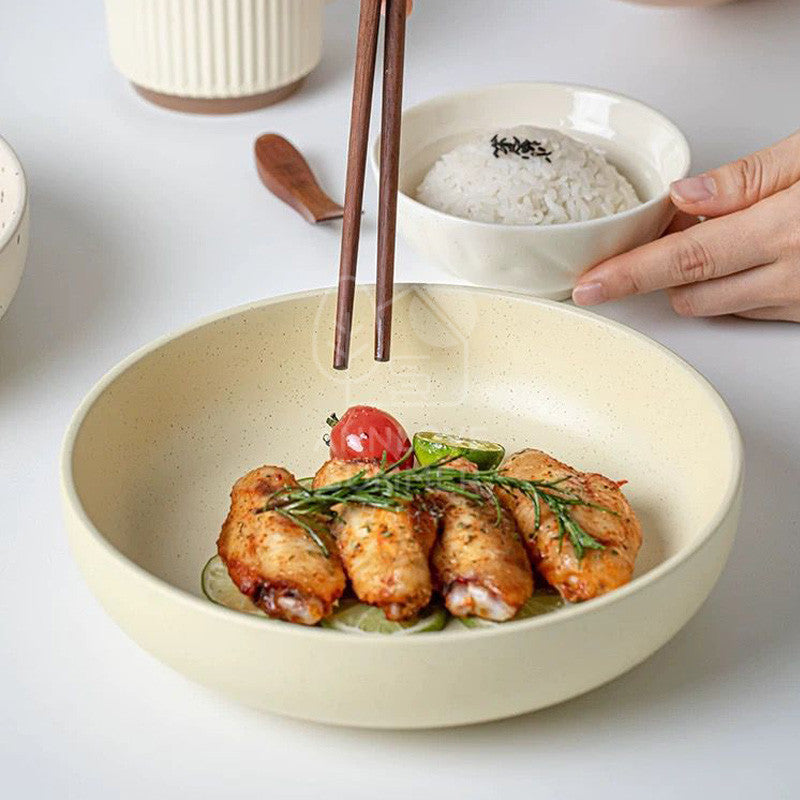 【𝗔𝗦𝗛】8 inch Matte Yellow Ceramic Deep Plate (Thick)