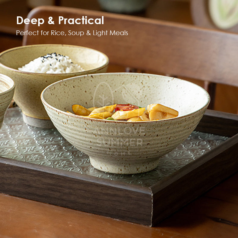 【𝗔𝗦𝗛】Vintage Ribbed Ceramic Bowl