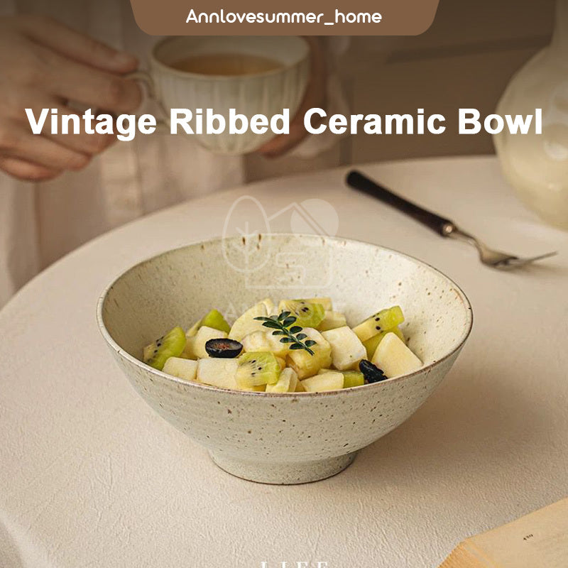 【𝗔𝗦𝗛】Vintage Ribbed Ceramic Bowl