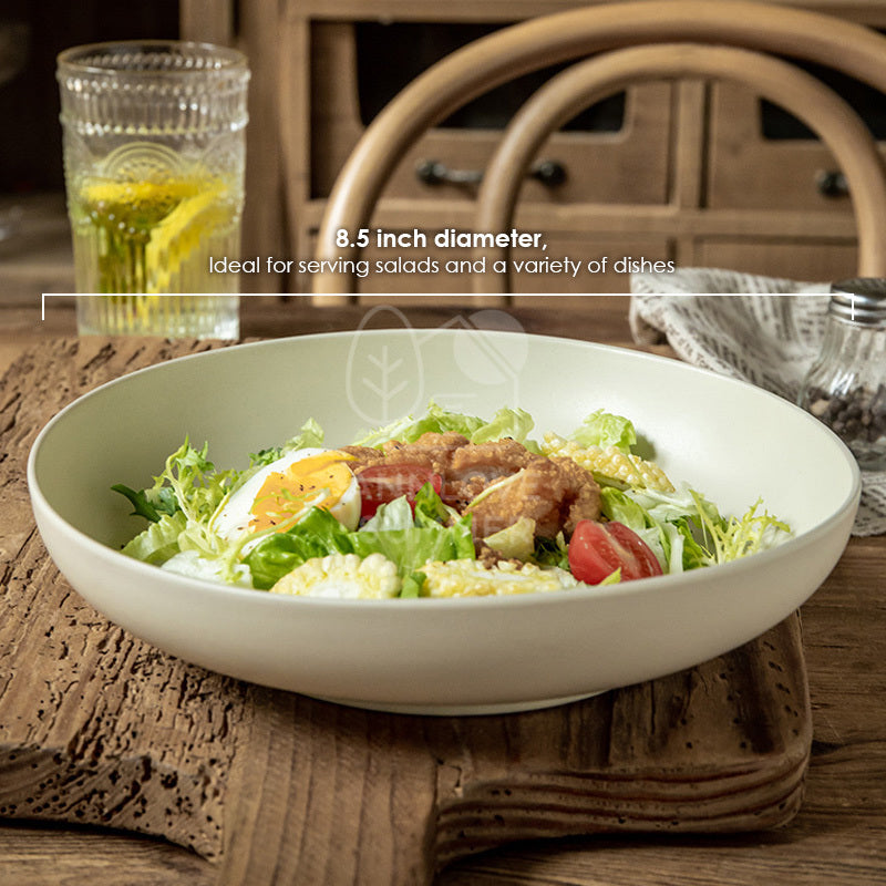 【𝗔𝗦𝗛】 8.5 inch Soft Sand Matte Ceramic Deep Plate (Thick)