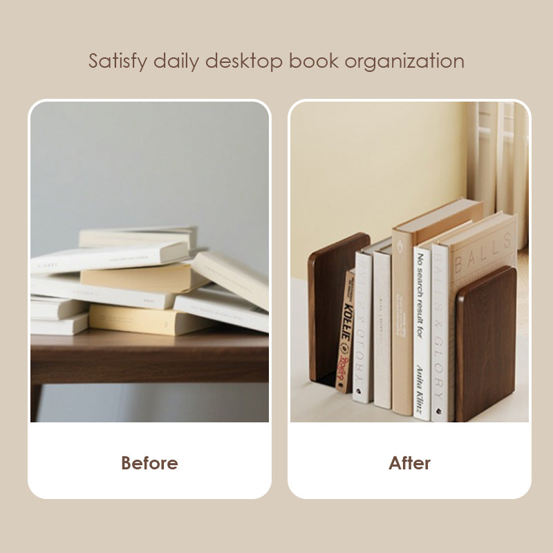 【𝗔𝗦𝗛】Sturdy Wooden Bookend Solid Wood Adjustable Desktop Book Holder Custom Logo Engraving Available