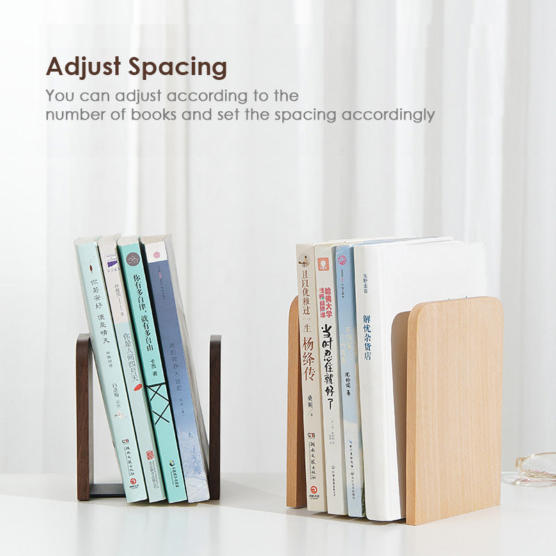 【𝗔𝗦𝗛】Sturdy Wooden Bookend Solid Wood Adjustable Desktop Book Holder Custom Logo Engraving Available