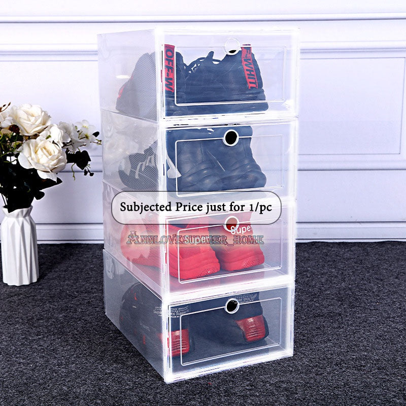 【𝗔𝗦𝗛】Harder Soft PP Shoe Storage Box Plastic Stackable Rack Foldable Organizer Box Penyimpan Kotak Rak Kasut Lipat 收纳鞋盒