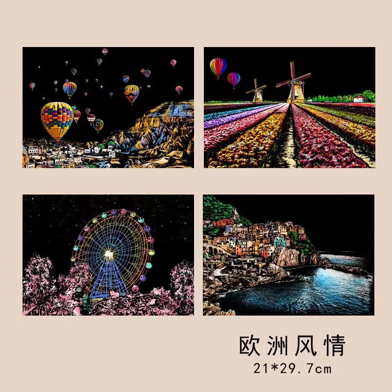 【𝗔𝗦𝗛】【4 in 1】A4 Scratch Card (Colorful)