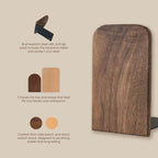 【𝗔𝗦𝗛】Sturdy Wooden Bookend Solid Wood Adjustable Desktop Book Holder Custom Logo Engraving Available