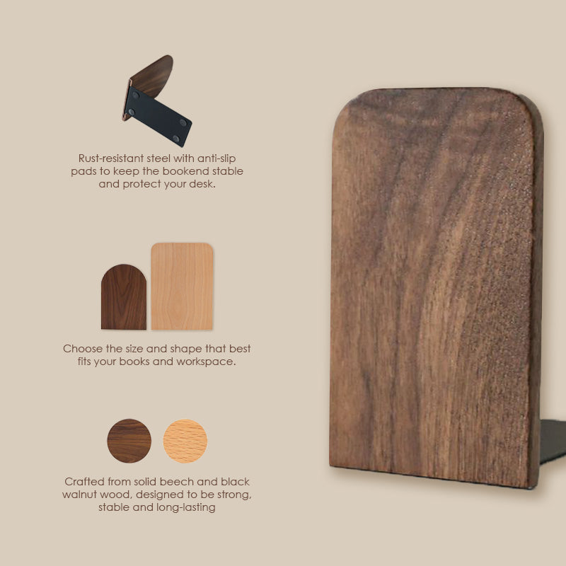 【𝗔𝗦𝗛】Sturdy Wooden Bookend Solid Wood Adjustable Desktop Book Holder Custom Logo Engraving Available