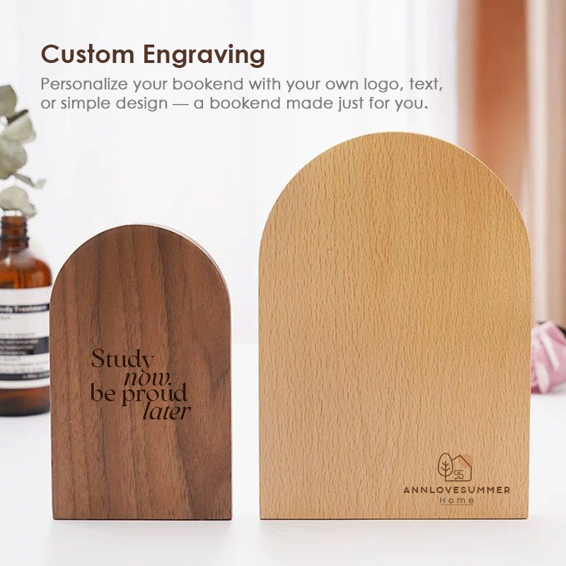 【𝗔𝗦𝗛】Sturdy Wooden Bookend Solid Wood Adjustable Desktop Book Holder Custom Logo Engraving Available