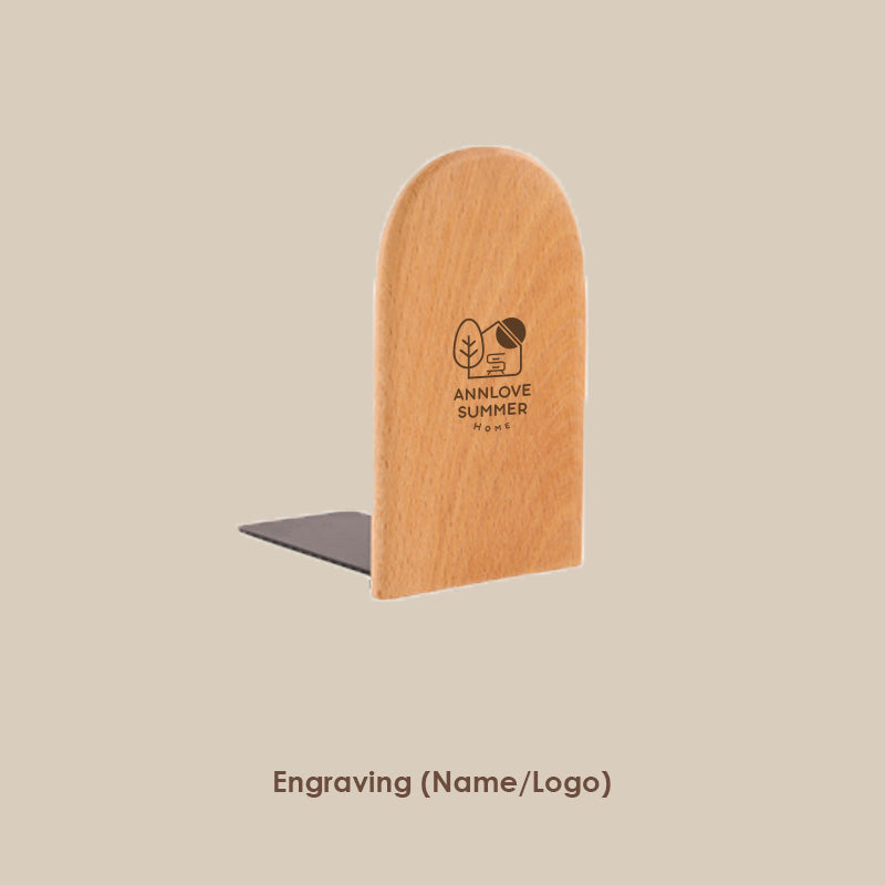 【𝗔𝗦𝗛】Sturdy Wooden Bookend Solid Wood Adjustable Desktop Book Holder Custom Logo Engraving Available