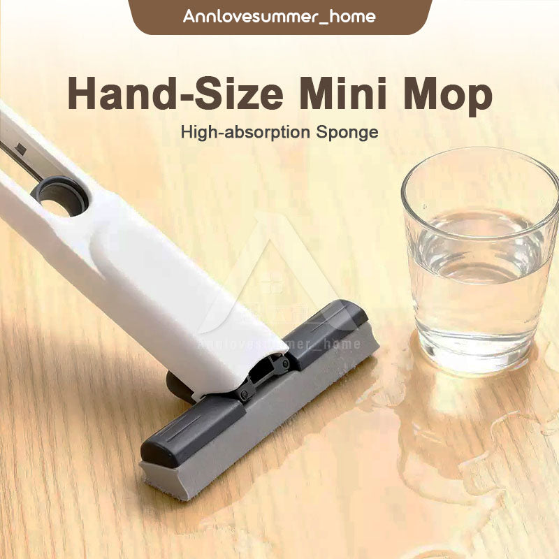 【𝗔𝗦𝗛】Hand-Free Mini Squeeze Mop🔥❗️ Home Kitchen Car Cleaning Mop Desk Cleaner Glass Sponge Cleaning Household 迷你拖把