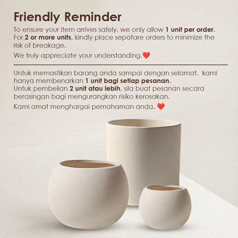 【𝗔𝗦𝗛】Nordic Ceramic Plant Pot (Round)
