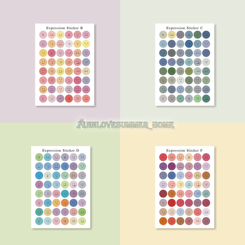 【𝗔𝗦𝗛】[2PCS]IG Smiley Face 😃😉 Stickers Set Scrapbooking Label Sticker Color Dots 笑脸表情贴纸