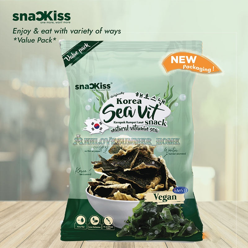 【𝗔𝗦𝗛】🔥新款 SNACKISS 400克| 350克【自封袋装❗】纯素海苔脆饼 SEAVIT 饼干 零食咸蛋味