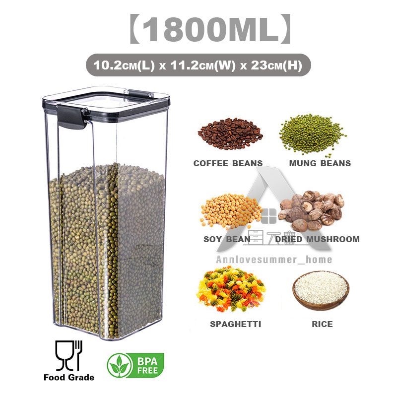 【𝗔𝗦𝗛】Airtight Transparent Food Storage Plastic Container Tupperware Kitchen Use Sealed Jar Bekas Kedap Udara密封零食干粮收纳盒