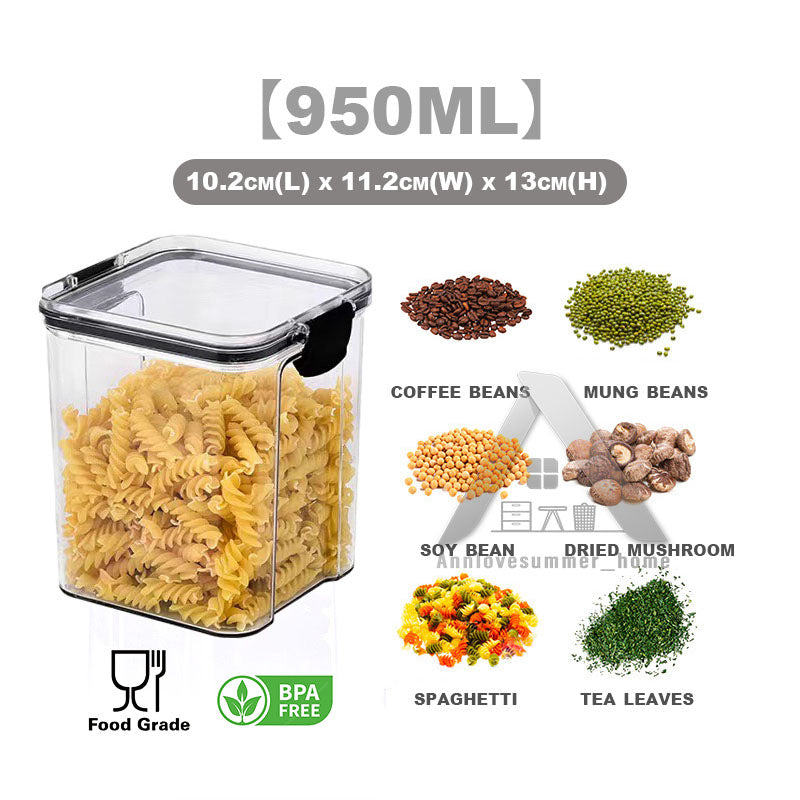 【𝗔𝗦𝗛】Airtight Transparent Food Storage Plastic Container Tupperware Kitchen Use Sealed Jar Bekas Kedap Udara密封零食干粮收纳盒