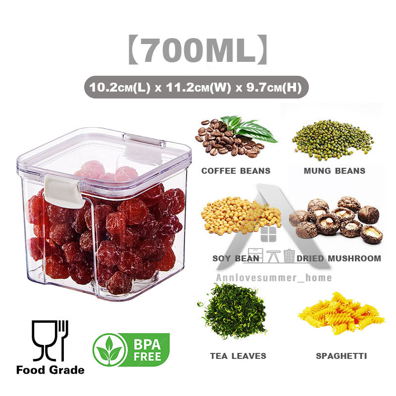 【𝗔𝗦𝗛】Airtight Transparent Food Storage Plastic Container Tupperware Kitchen Use Sealed Jar Bekas Kedap Udara密封零食干粮收纳盒