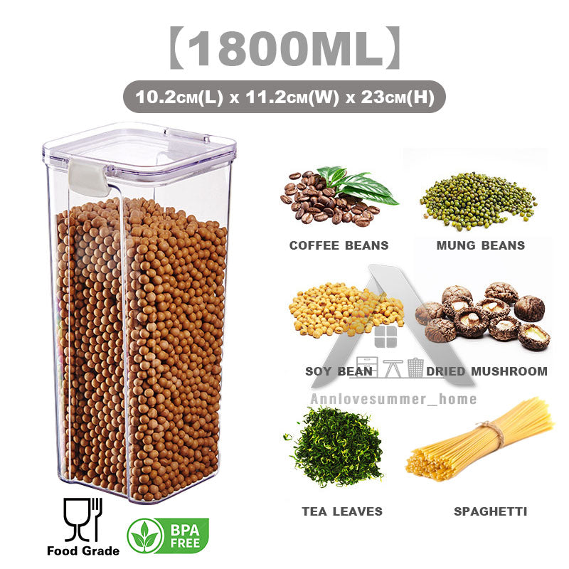【𝗔𝗦𝗛】Airtight Transparent Food Storage Plastic Container Tupperware Kitchen Use Sealed Jar Bekas Kedap Udara密封零食干粮收纳盒