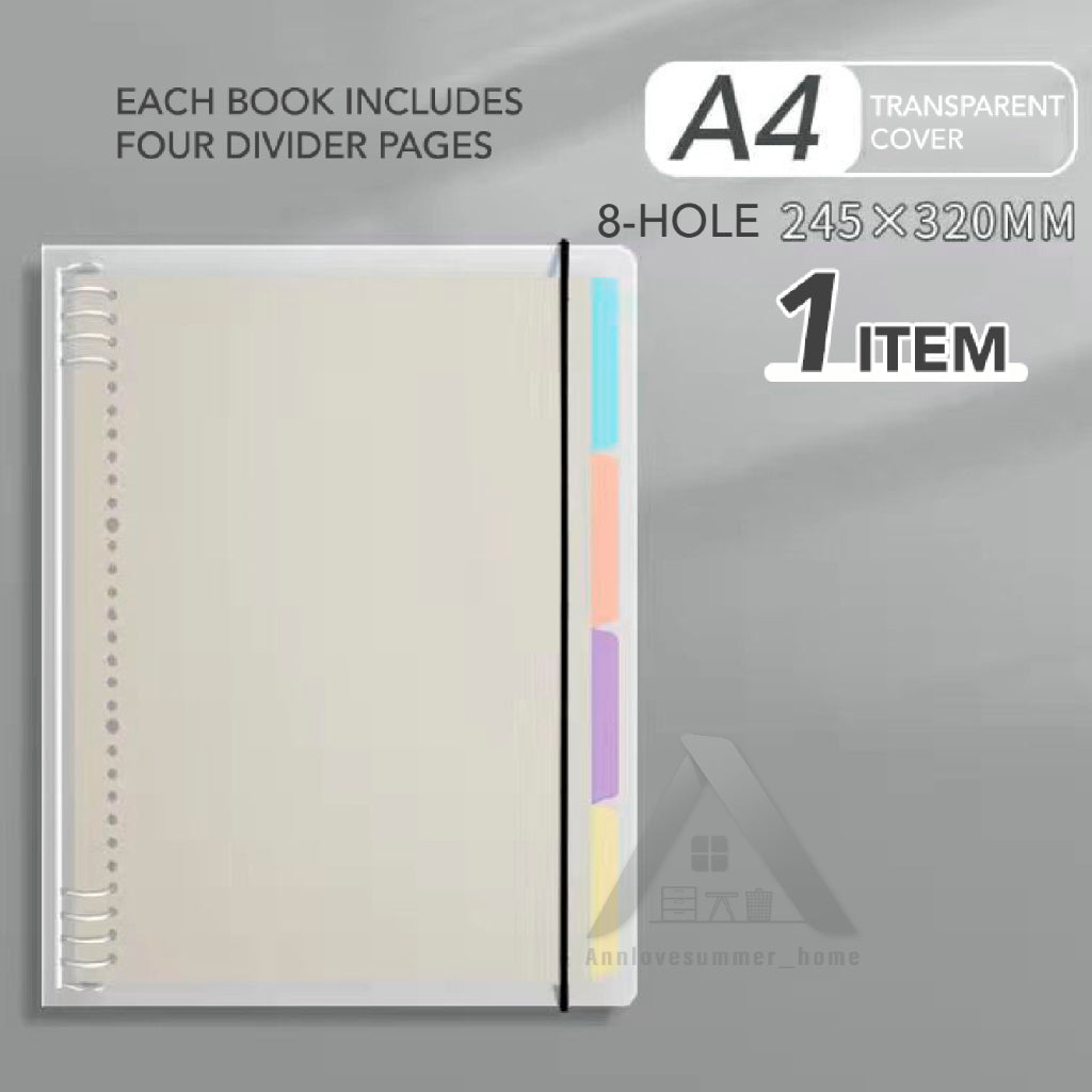 【𝗔𝗦𝗛】FULL SET❗️Muji Metal A5/A4/B5 Transparent Cover Straps & Divider Page Student Notebook Journal Inner Page Refill笔记本