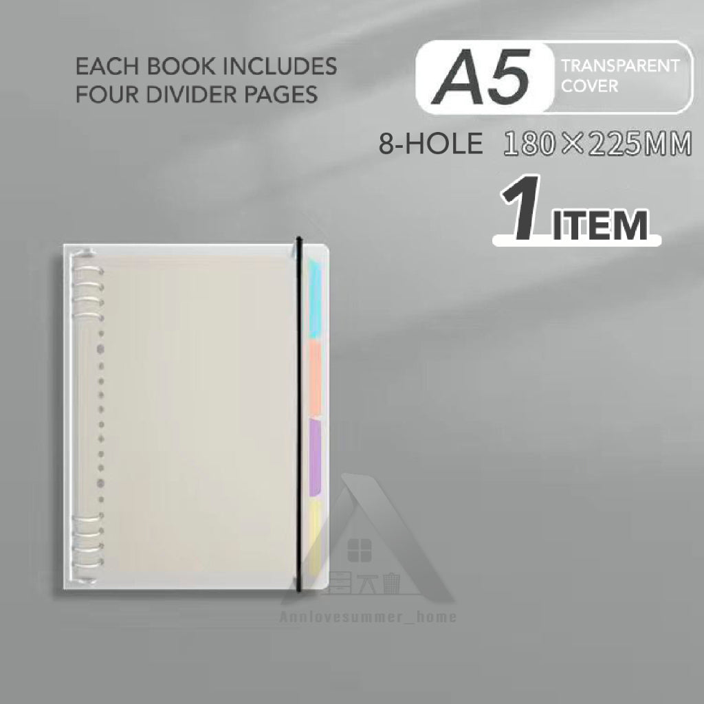 【𝗔𝗦𝗛】FULL SET❗️Muji Metal A5/A4/B5 Transparent Cover Straps & Divider Page Student Notebook Journal Inner Page Refill笔记本