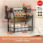【𝗔𝗦𝗛】Kitchen Organizer Spice Rack Seasoning Rack Kitchen Shelf Steel Rack厨房台面收纳架