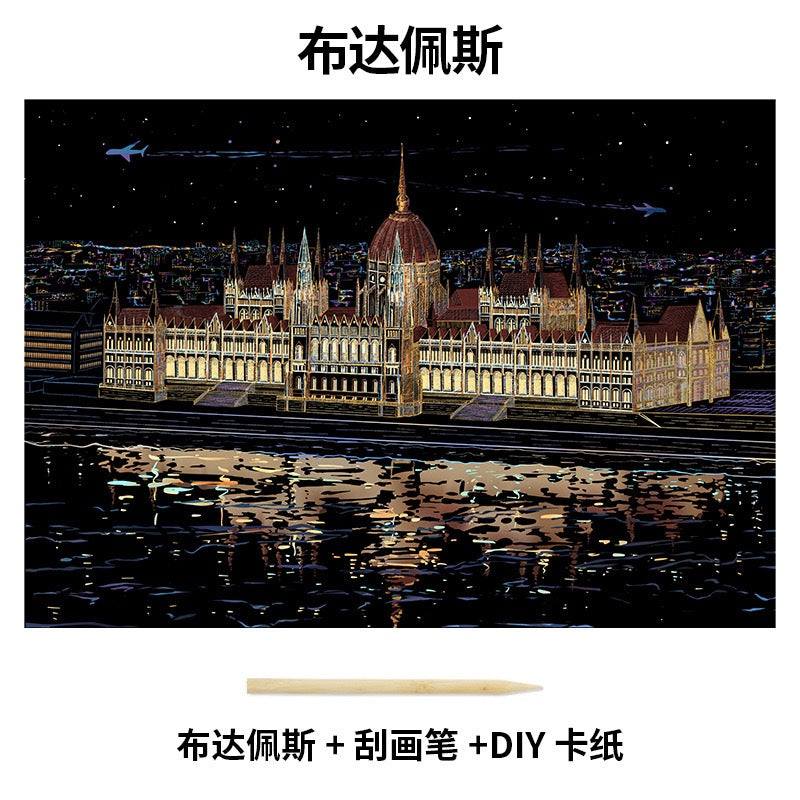 【𝗔𝗦𝗛】【BUY 2 FREE PEN】A3 Art Scratch Card (Colorful)