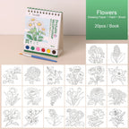 【𝗔𝗦𝗛】Creative Watercolor DIY Painting Book Portable水粉画自带颜料涂色绘本