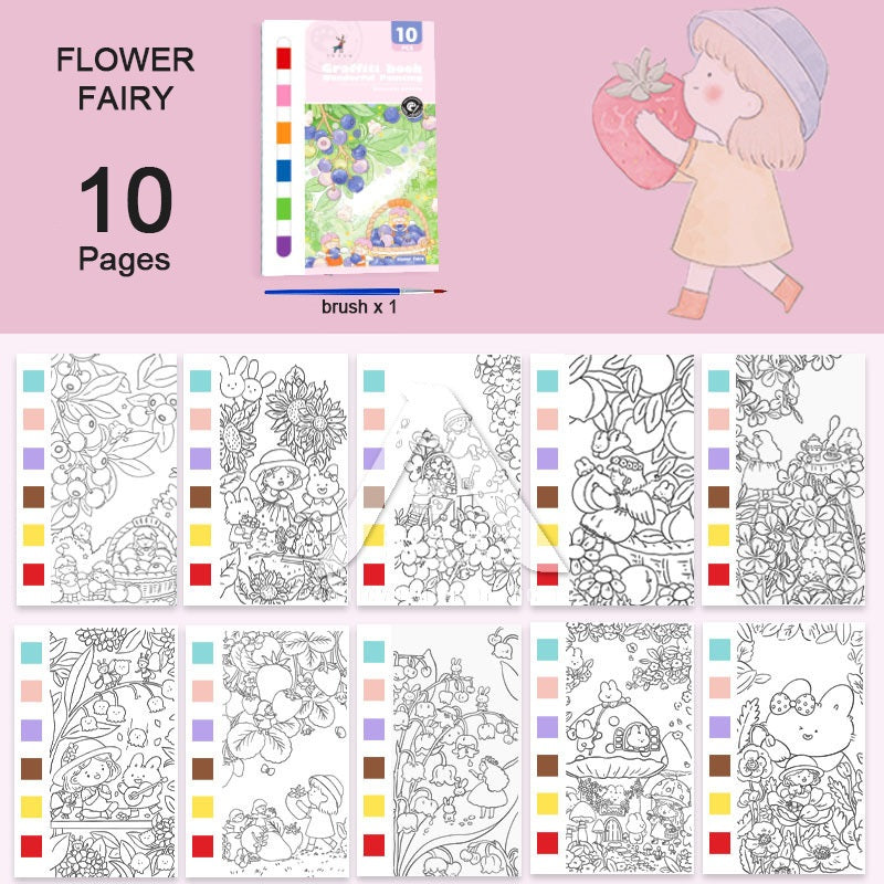 【𝗔𝗦𝗛】Watercolor Painting Notepad Portable Coloring Pastel Coloring Book水彩画自带颜料涂色便签本
