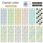 【𝗔𝗦𝗛】【1 Set 12pcs】Numbering Sticker Round Shape Cute Alphabet label DIY Scrapbook Planner Kids Books 字母数字标签贴纸
