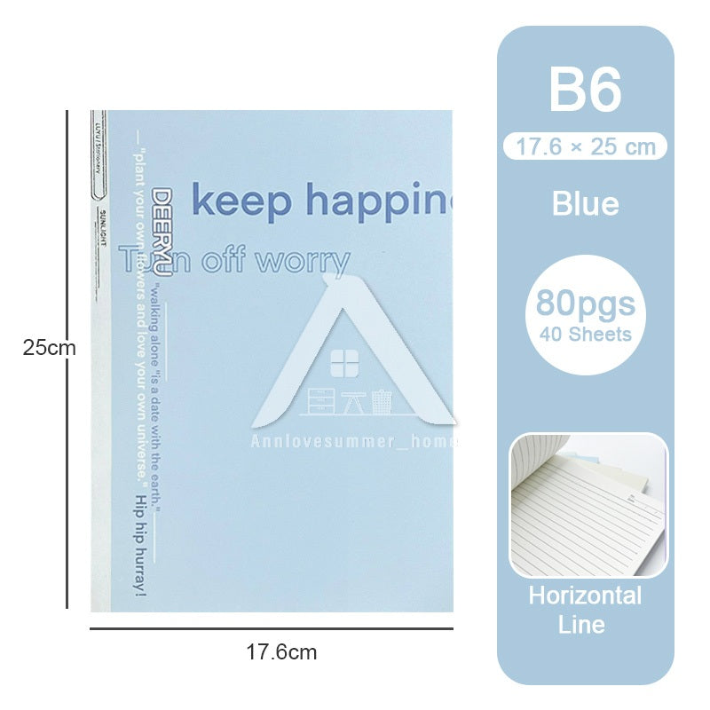 【𝗔𝗦𝗛】B5 80 Pages Notepad Glue-bound Horizontal Line Pastel Color Student Planner Exercise Notebook 奶盐简约笔记本B5
