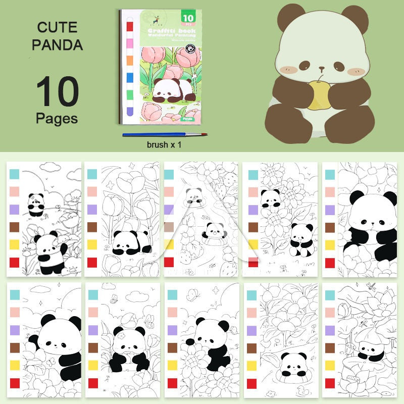 【𝗔𝗦𝗛】Watercolor Painting Notepad Portable Coloring Pastel Coloring Book水彩画自带颜料涂色便签本