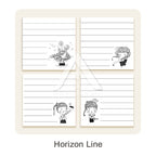 【𝗔𝗦𝗛】Sticky Note 80 Sheets/set Korean Girl B&W Horizon Line/Grid/Blank (1 Pack 4 Design)韩国女孩黑白便利贴