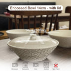 【𝗔𝗦𝗛】Embossed Ceramic Bowl with Lid French Style Dinner Bowl法式浮雕陶瓷碗