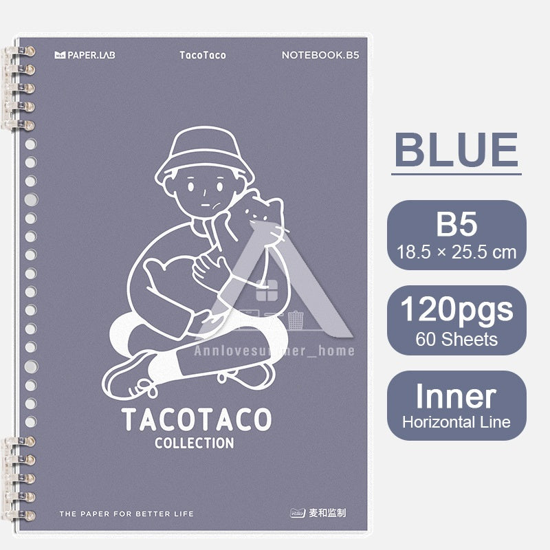 【𝗔𝗦𝗛】120 Pages B5 Notebook Planner Bullet Journal Student Notebook Diary Refillable Cover Loose Leaf 活页笔记本B5