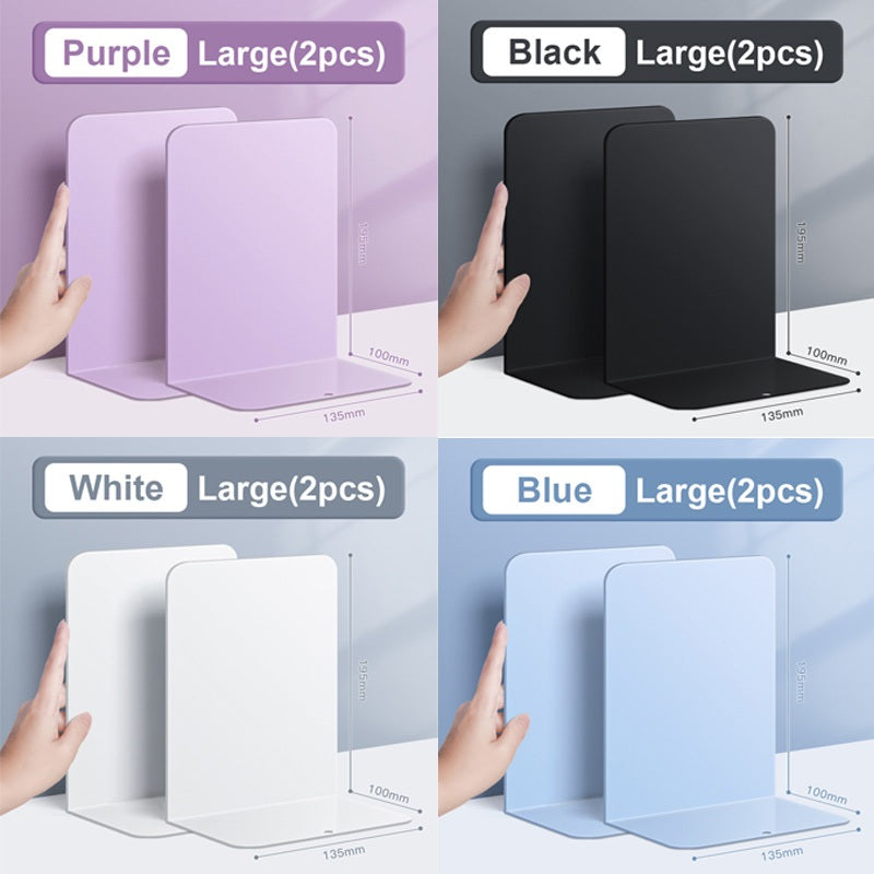 【𝗔𝗦𝗛】【2 pcs 1 set】Muji Metal Bookends Heavy-Duty Shelves Home Office Book Shelf Organization Penjaga Buku Logam简约金属书挡板