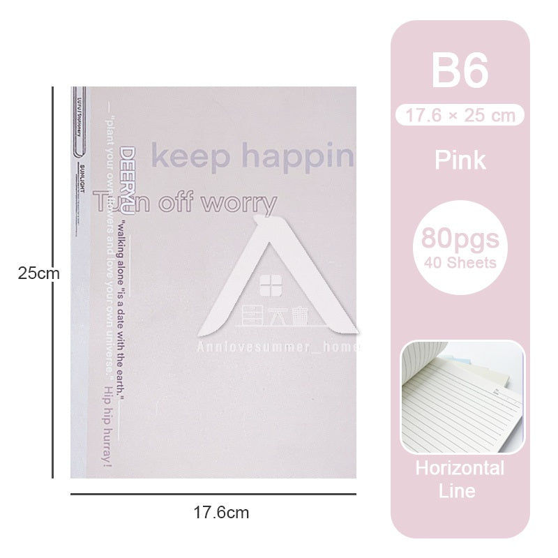 【𝗔𝗦𝗛】B5 80 Pages Notepad Glue-bound Horizontal Line Pastel Color Student Planner Exercise Notebook 奶盐简约笔记本B5