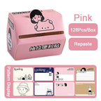 【𝗔𝗦𝗛】Pull-out Sticky Note 128Pcs/Box Student Stationery Cartoon Message Note Memo Word Notes Bookmark 抽拉式便利贴