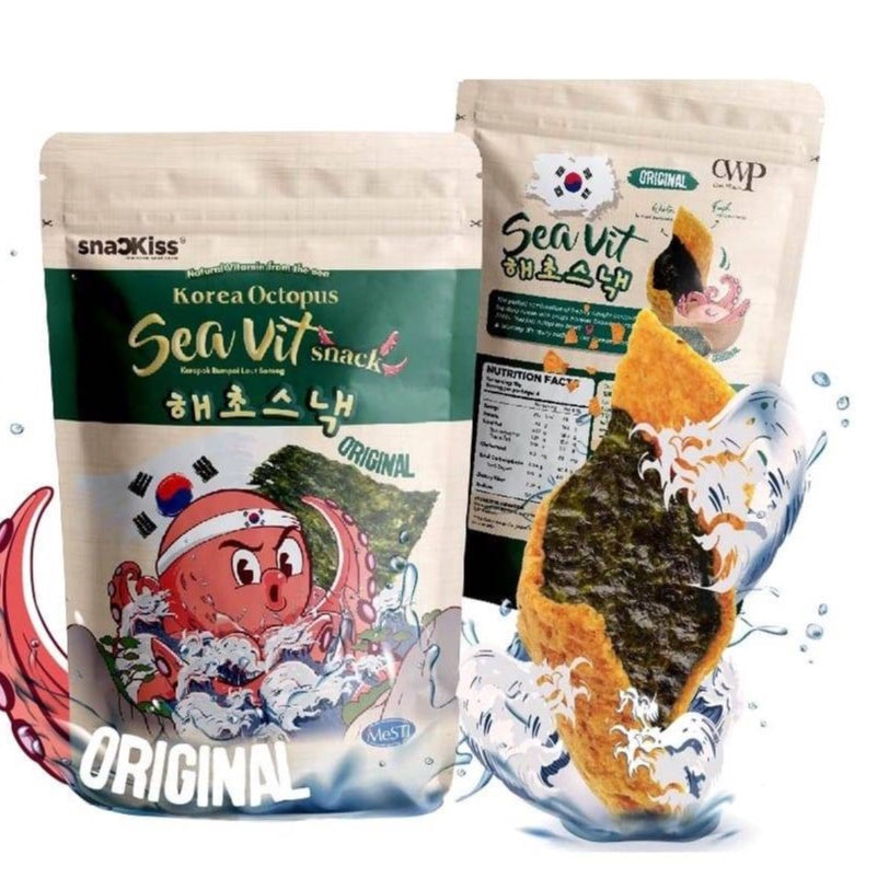 【𝗔𝗦𝗛】🔥新款 SNACKISS 400克| 350克【自封袋装❗】纯素海苔脆饼 SEAVIT 饼干 零食咸蛋味