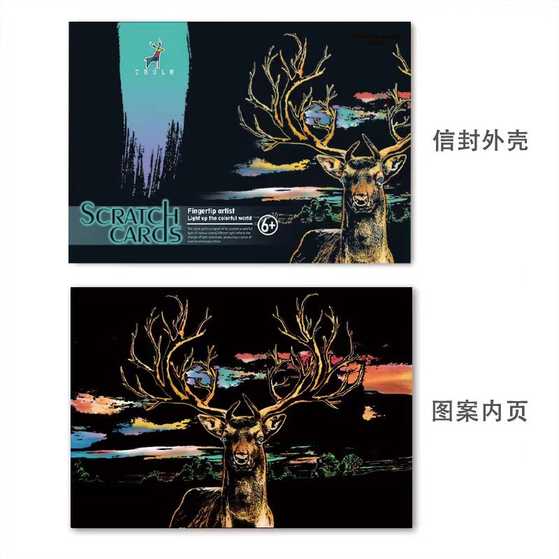 【𝗔𝗦𝗛】【BUY 2 FREE PEN】A3 Art Scratch Card (Animal Series)