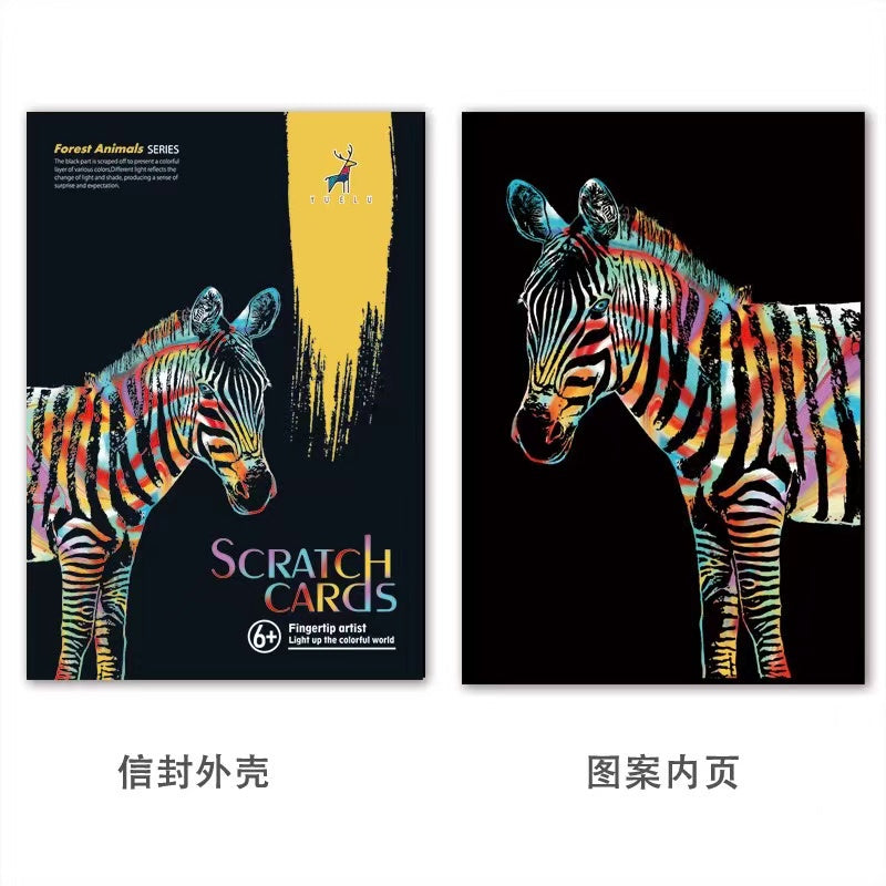 【𝗔𝗦𝗛】【BUY 2 FREE PEN】A3 Art Scratch Card (Animal Series)