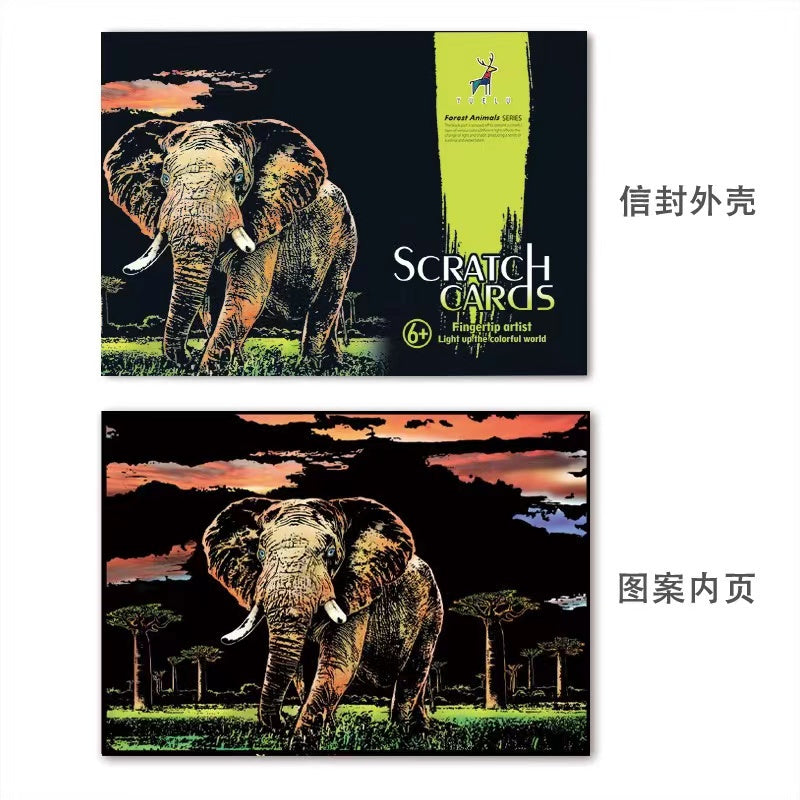 【𝗔𝗦𝗛】【BUY 2 FREE PEN】A3 Art Scratch Card (Animal Series)