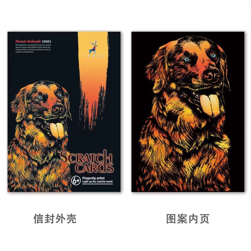 【𝗔𝗦𝗛】【BUY 2 FREE PEN】A3 Art Scratch Card (Animal Series)