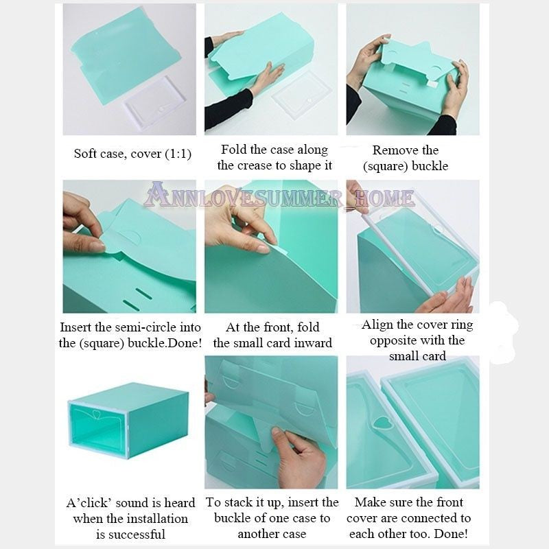 【𝗔𝗦𝗛】Harder Soft PP Shoe Storage Box Plastic Stackable Rack Foldable Organizer Box Penyimpan Kotak Rak Kasut Lipat 收纳鞋盒