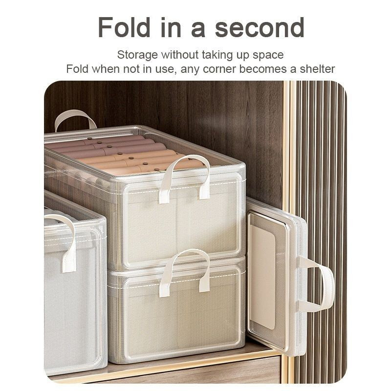 【𝗔𝗦𝗛】Clothes Storage Basket PVC Foldable Wardrobe Organizer Basket Drawer Clear Kotak Penyimpanan Transparan