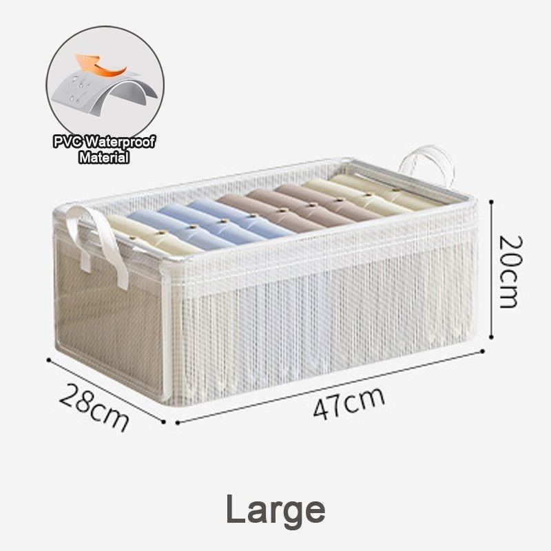 【𝗔𝗦𝗛】Clothes Storage Basket PVC Foldable Wardrobe Organizer Basket Drawer Clear Kotak Penyimpanan Transparan