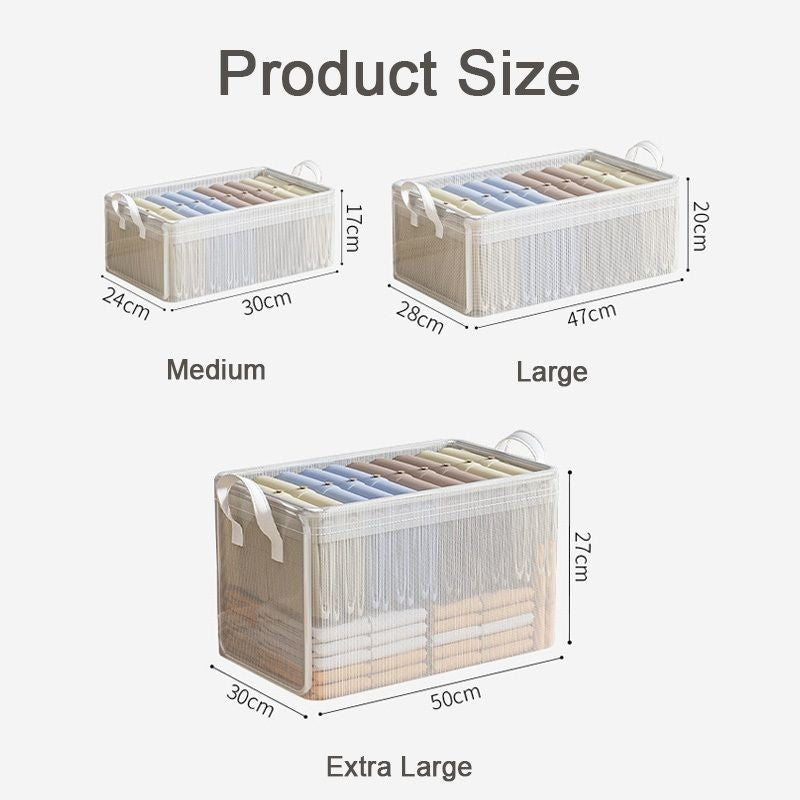【𝗔𝗦𝗛】Clothes Storage Basket PVC Foldable Wardrobe Organizer Basket Drawer Clear Kotak Penyimpanan Transparan
