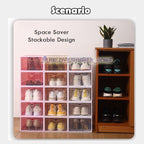 【𝗔𝗦𝗛】Harder Soft PP Shoe Storage Box Plastic Stackable Rack Foldable Organizer Box Penyimpan Kotak Rak Kasut Lipat 收纳鞋盒