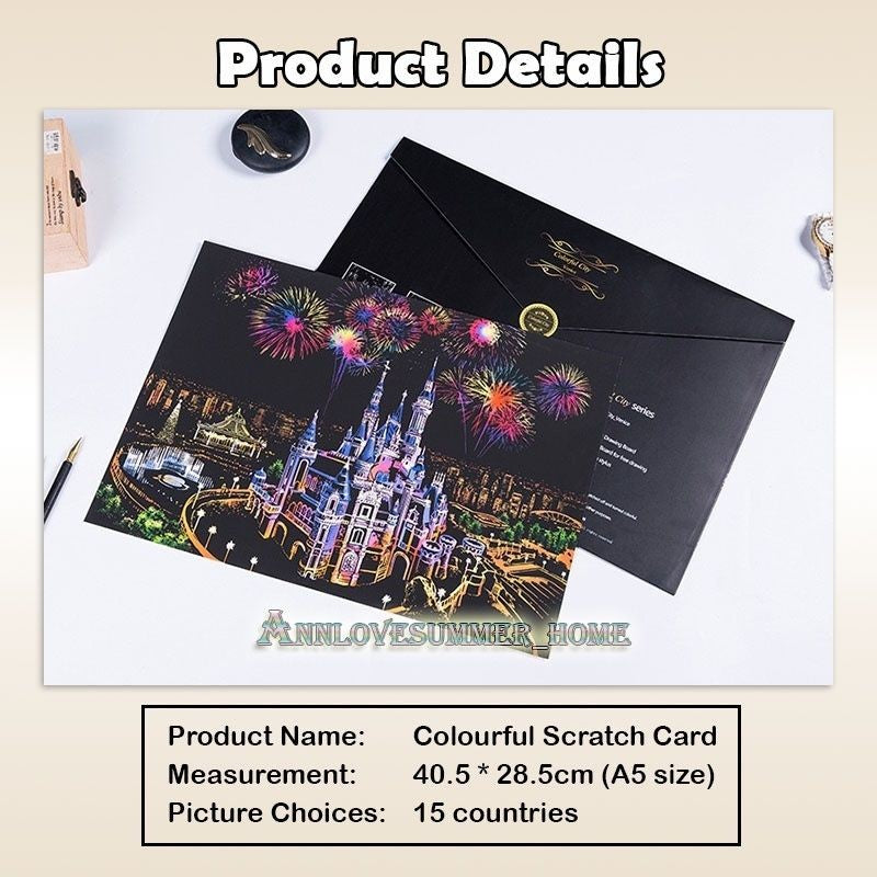 【𝗔𝗦𝗛】【BUY 2 FREE PEN】A3 Art Scratch Card (Colorful)