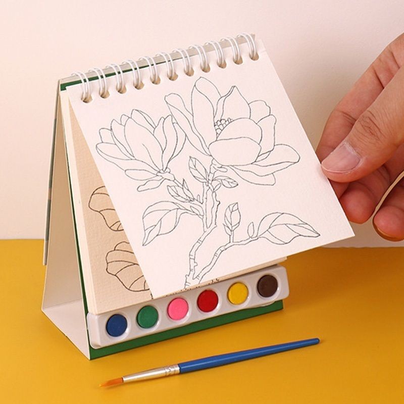 【𝗔𝗦𝗛】Creative Watercolor DIY Painting Book Portable水粉画自带颜料涂色绘本